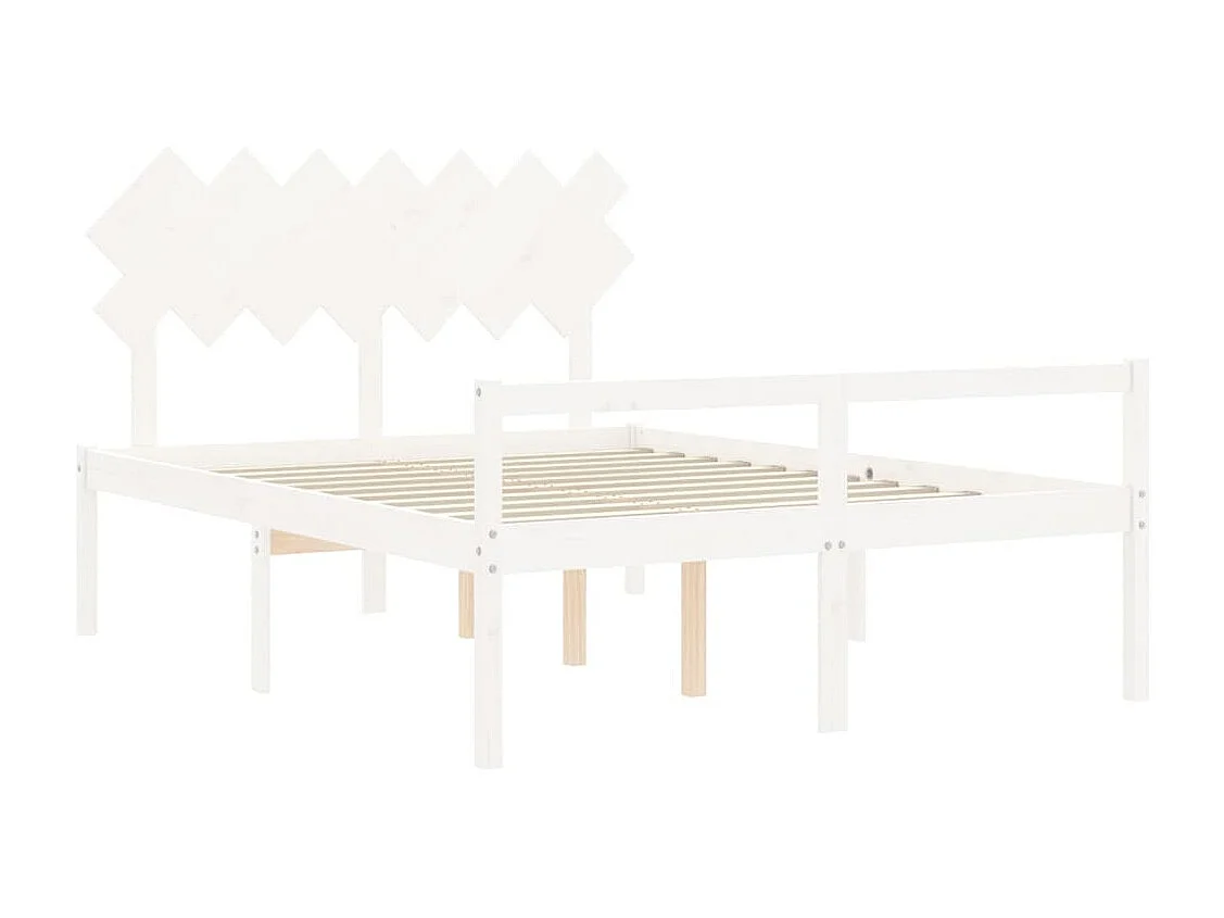 Cama para idosos com cabeceira 140x200 cm madeira maciça branco