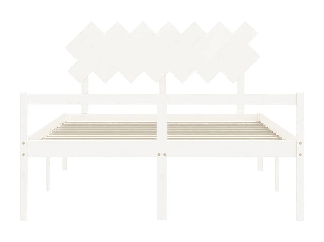 Cama para idosos com cabeceira 140x200 cm madeira maciça branco