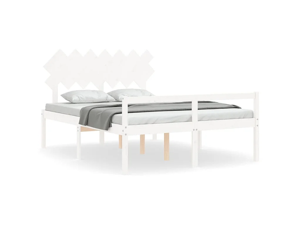 Seniorenbett mit Kopfteil 140x200 cm Weiß Massivholz