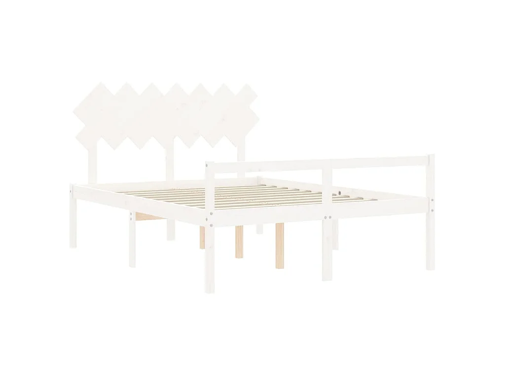 Seniorenbett mit Kopfteil 140x200 cm Weiß Massivholz