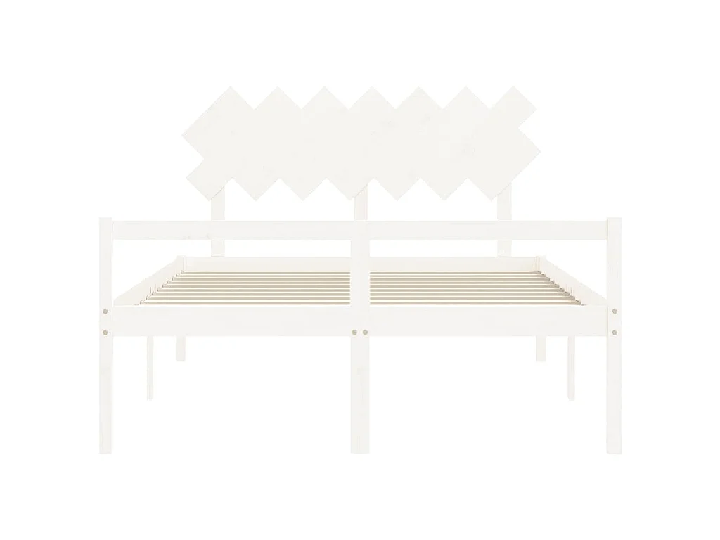 Seniorenbett mit Kopfteil 140x200 cm Weiß Massivholz