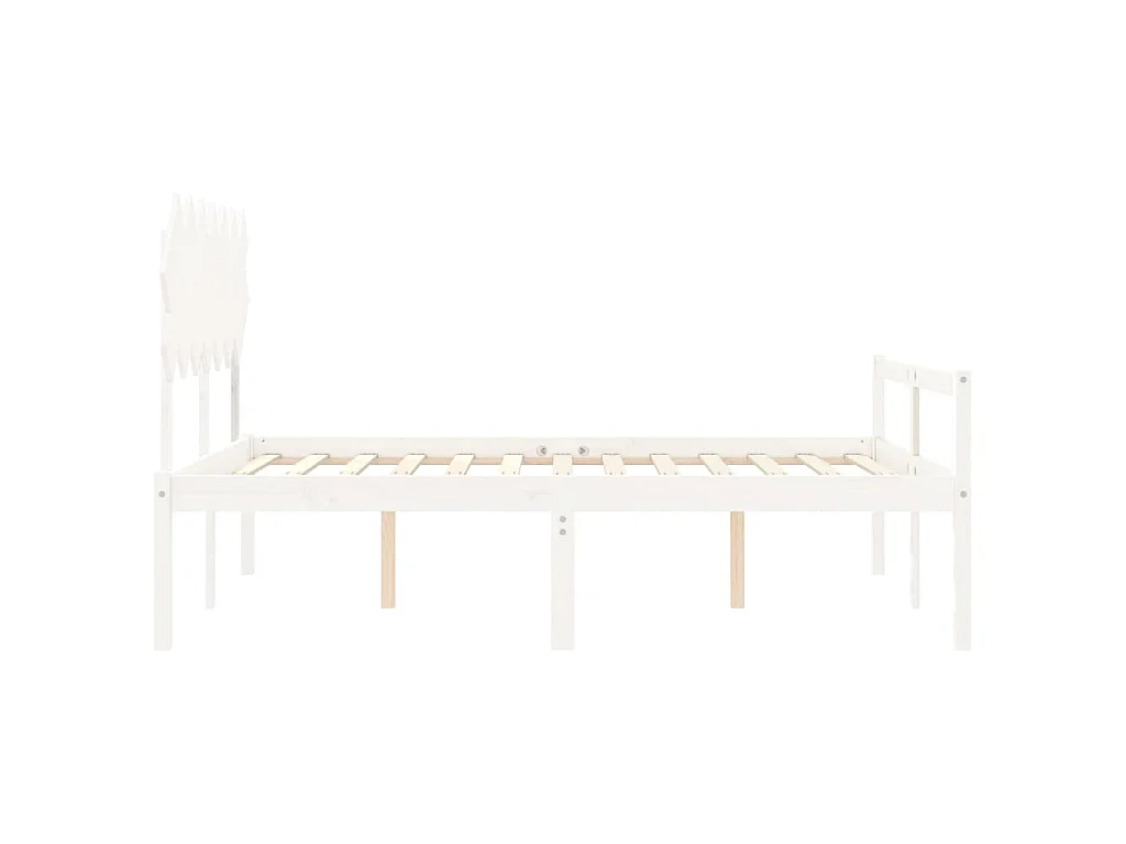 Seniorenbett mit Kopfteil 140x200 cm Weiß Massivholz