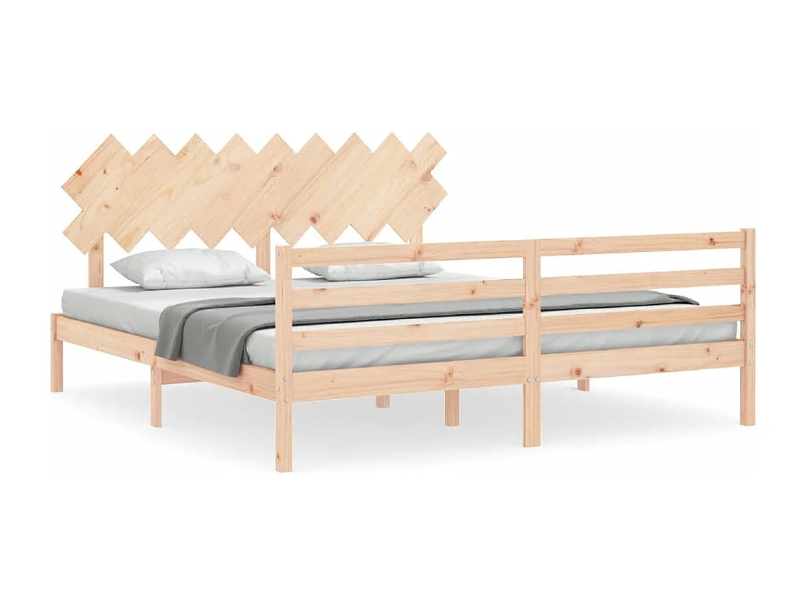 Bedframe met hoofdbord massief hout