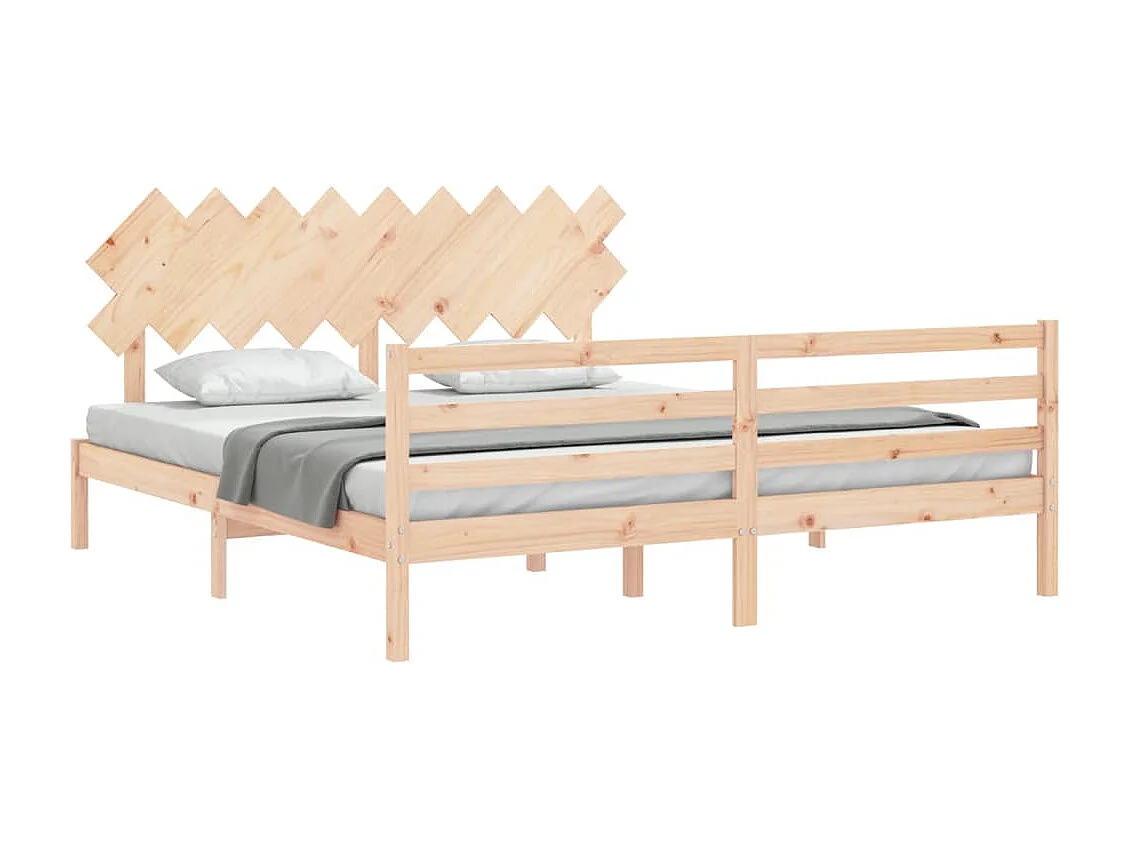 Bedframe met hoofdbord massief hout