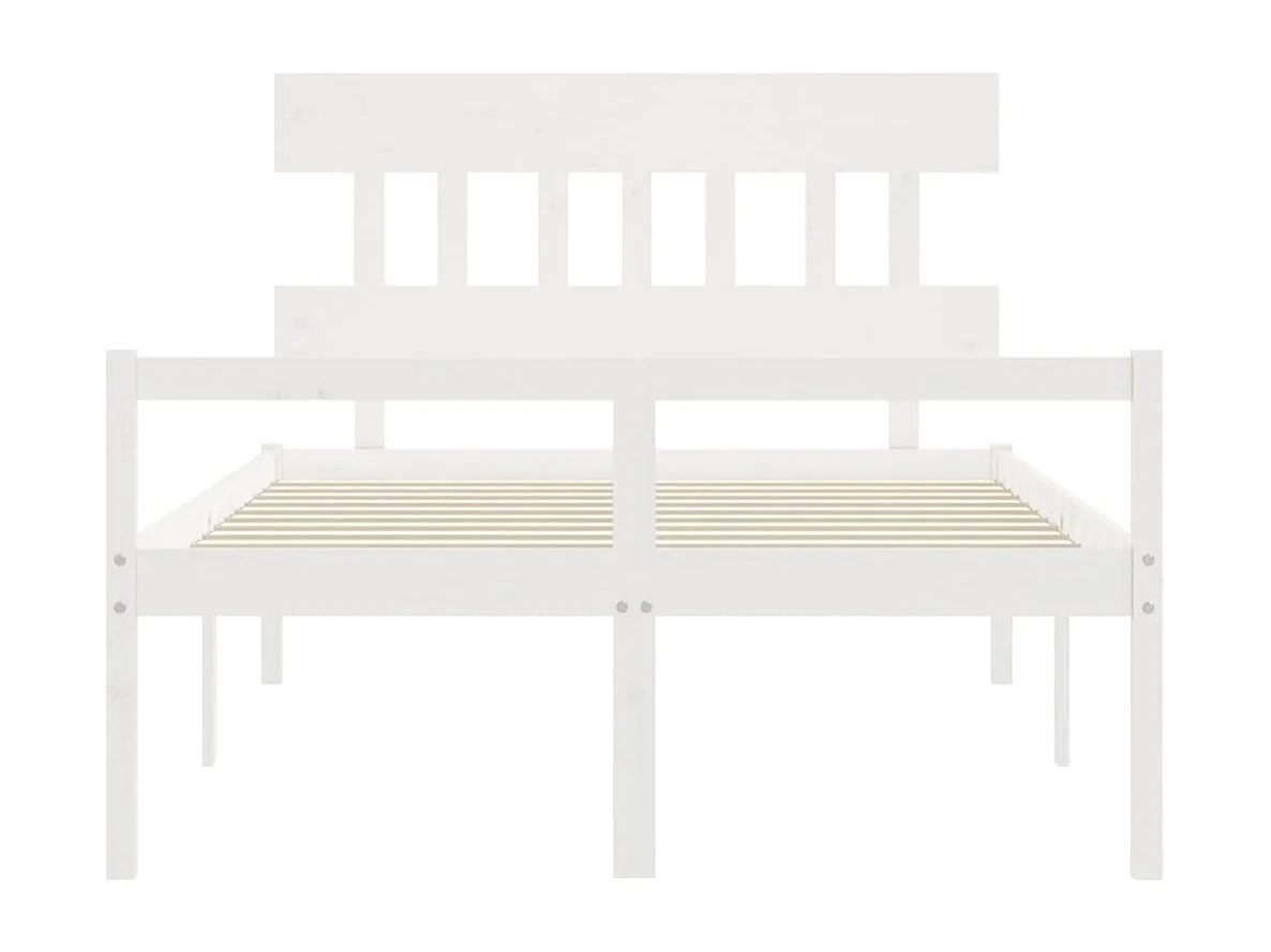 Seniorenbed met hoofdbord massief hout wit 140x190 cm