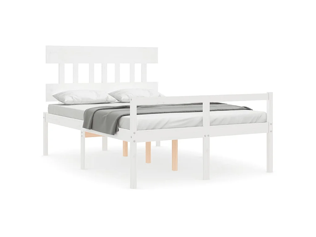 Lit pour personne âgée sans matelas blanc 140x190cm bois massif