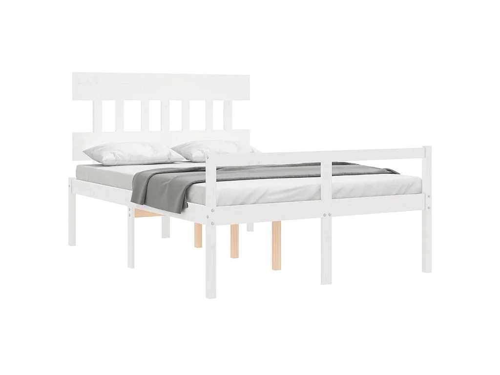 Lit pour personne âgée sans matelas blanc 140x190cm bois massif