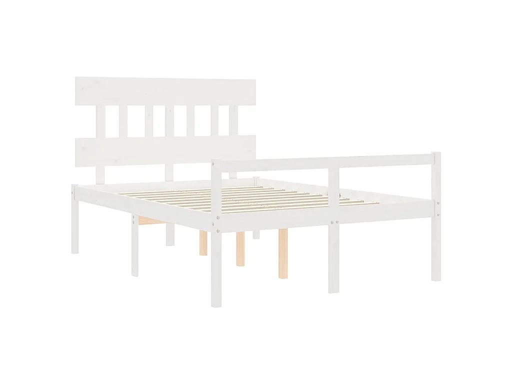 Lit pour personne âgée sans matelas blanc 140x190cm bois massif