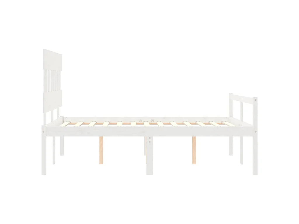 Lit pour personne âgée sans matelas blanc 140x190cm bois massif