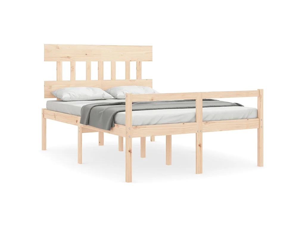 Letto per Anziani con Testiera 140x190 cm in Legno Massello