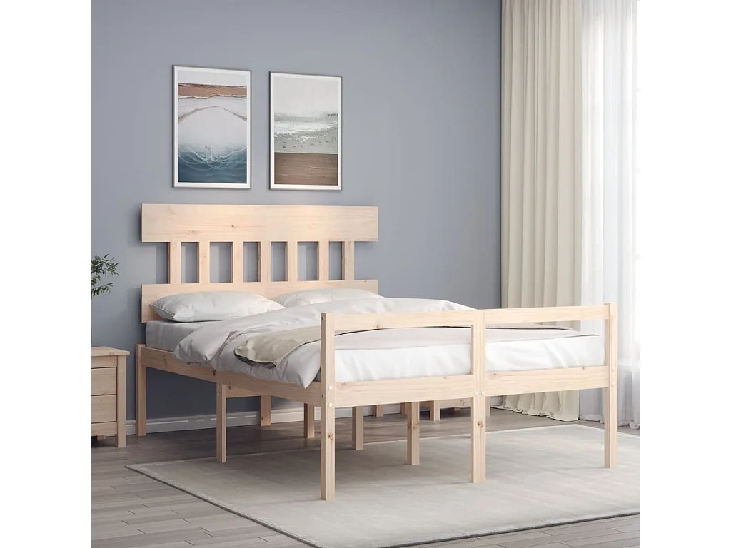 Letto per Anziani con Testiera 140x190 cm in Legno Massello