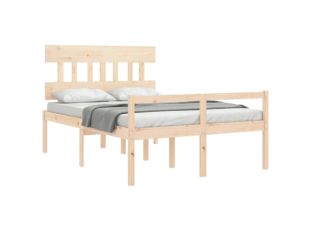 Letto per Anziani con Testiera 140x190 cm in Legno Massello
