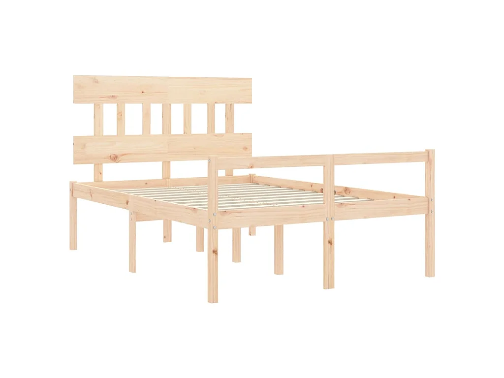 Letto per Anziani con Testiera 140x190 cm in Legno Massello