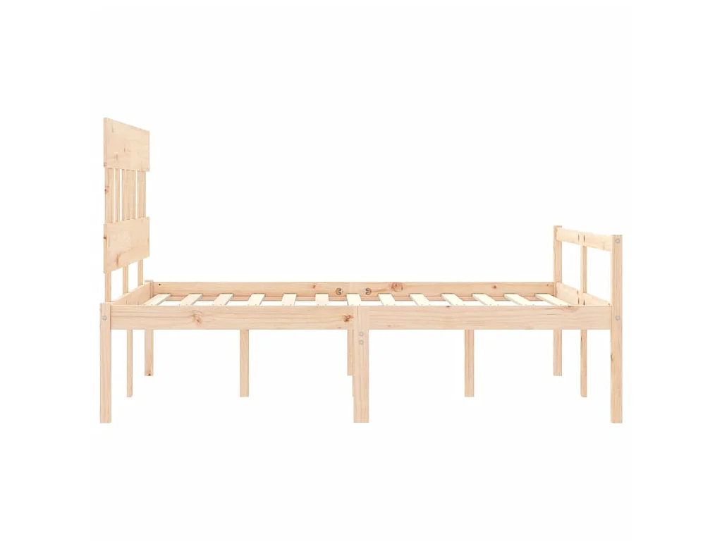 Letto per Anziani con Testiera 140x190 cm in Legno Massello