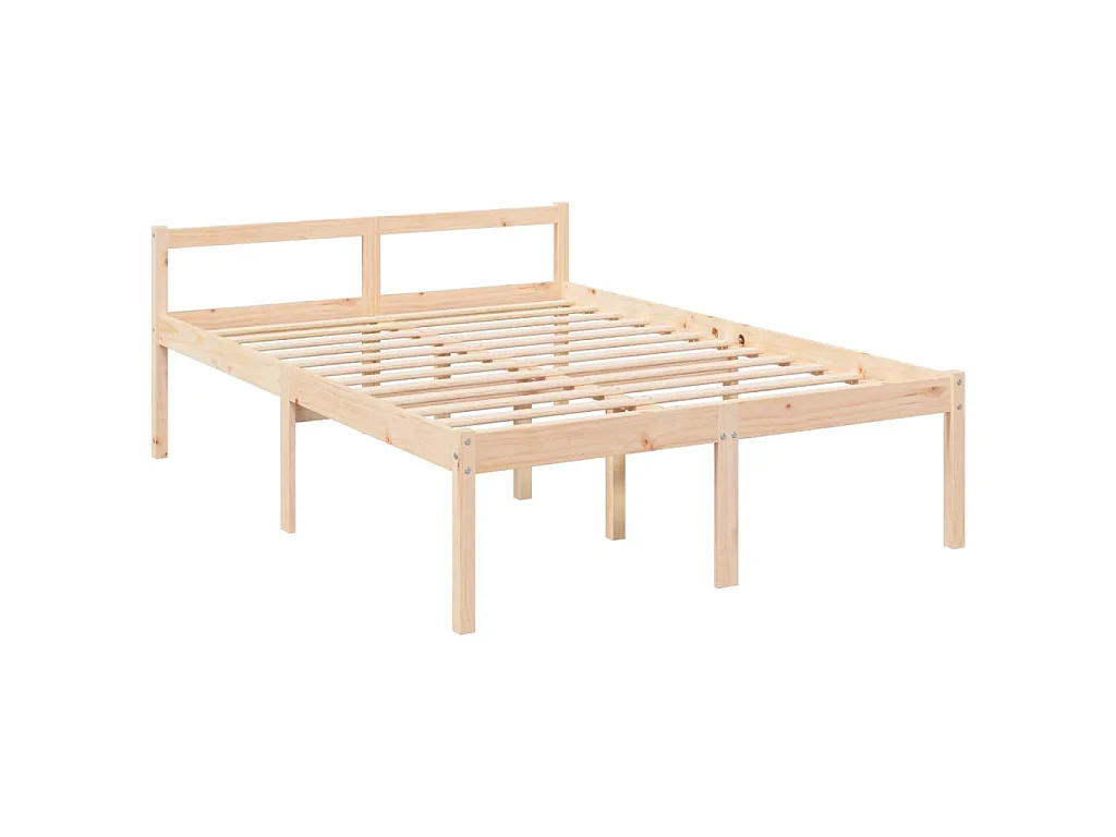 Letto per Anziani con Testiera 140x190 cm in Legno Massello