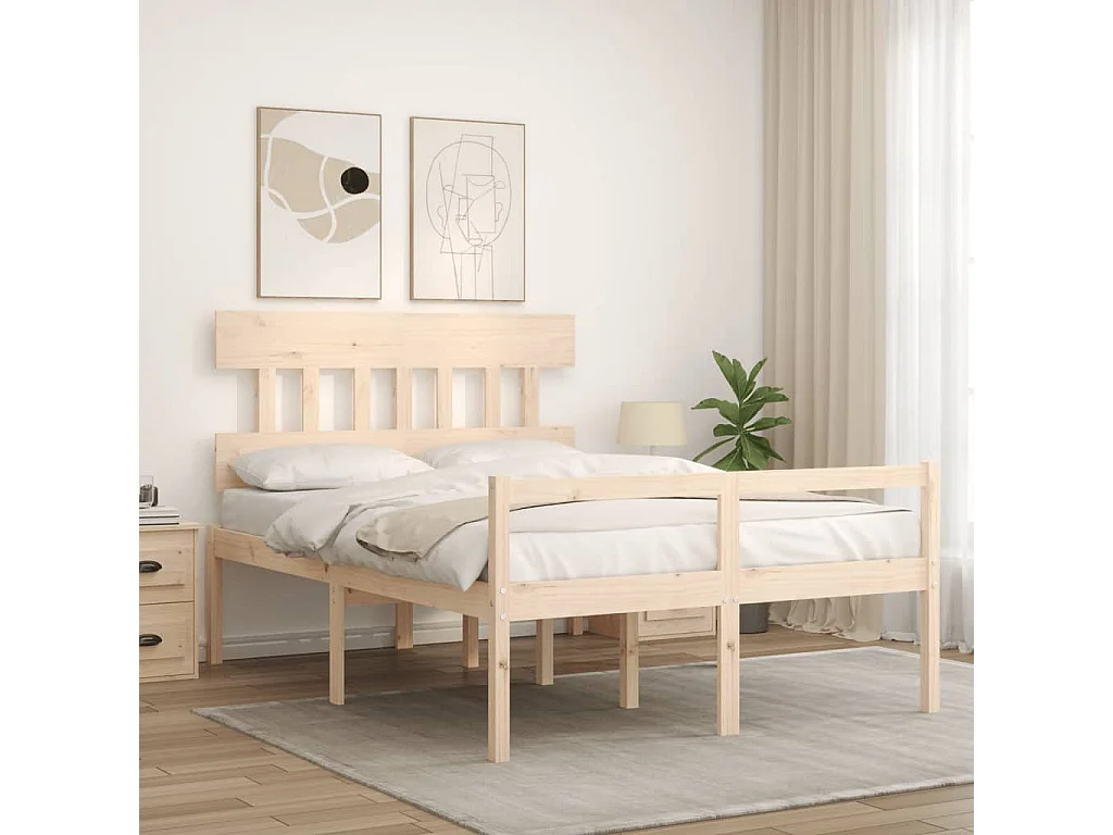 Lit pour personne âgée sans matelas 140x190 cm bois massif