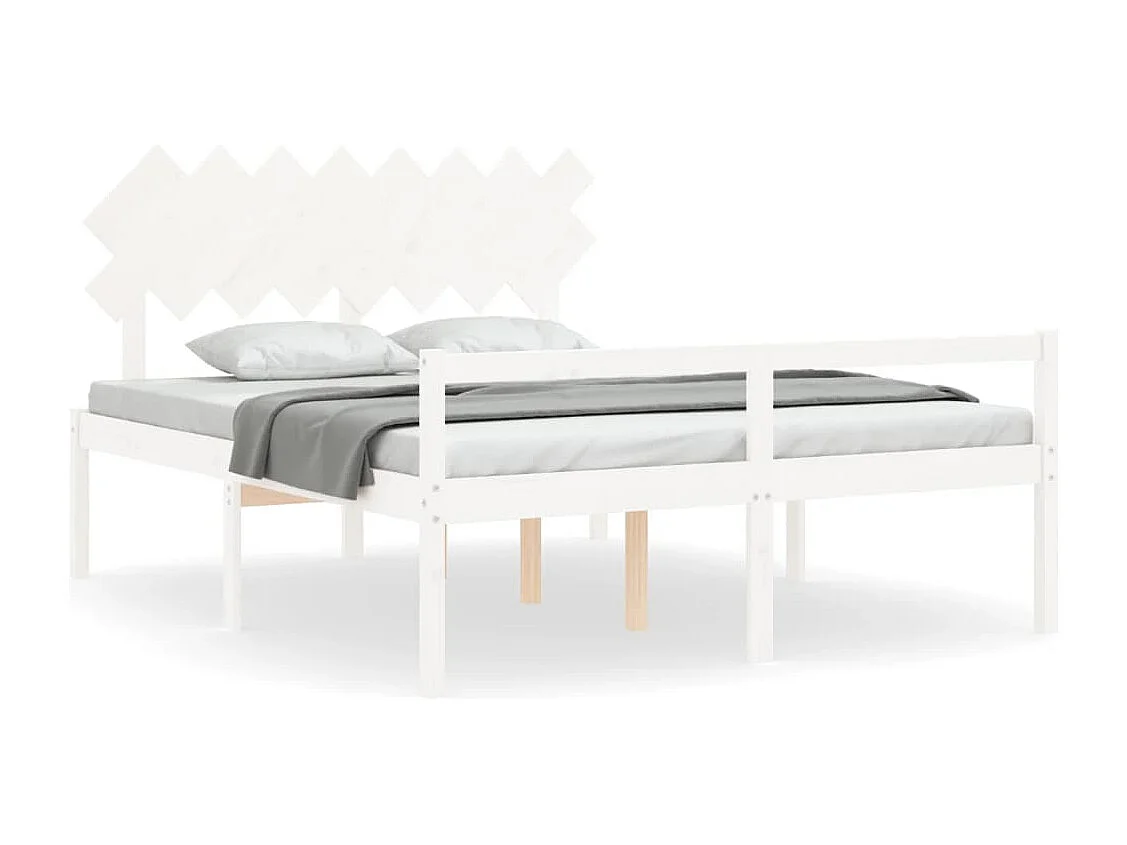 Letto per Anziani con Testiera Bianco 160x200 cm Legno Massello