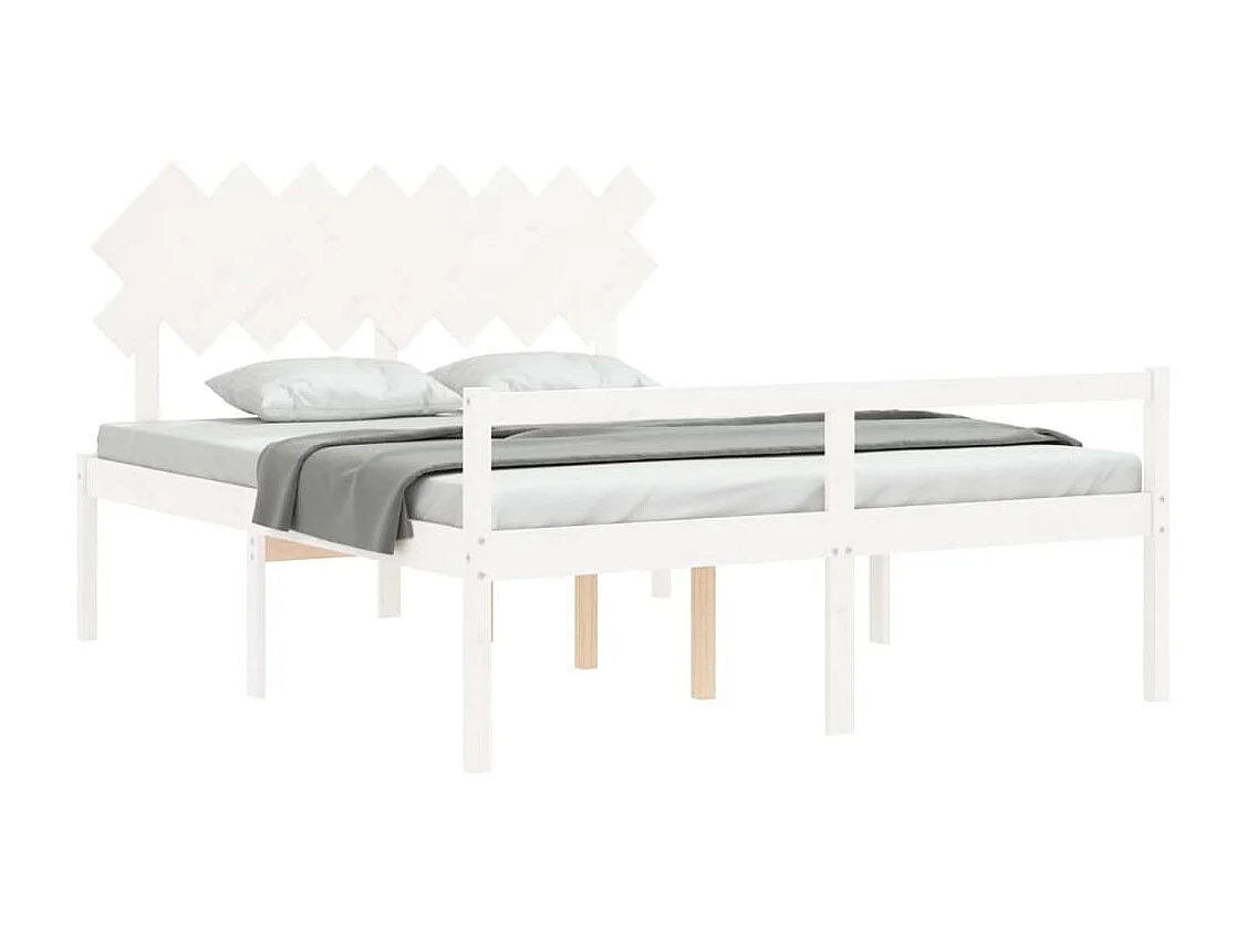 Letto per Anziani con Testiera Bianco 160x200 cm Legno Massello