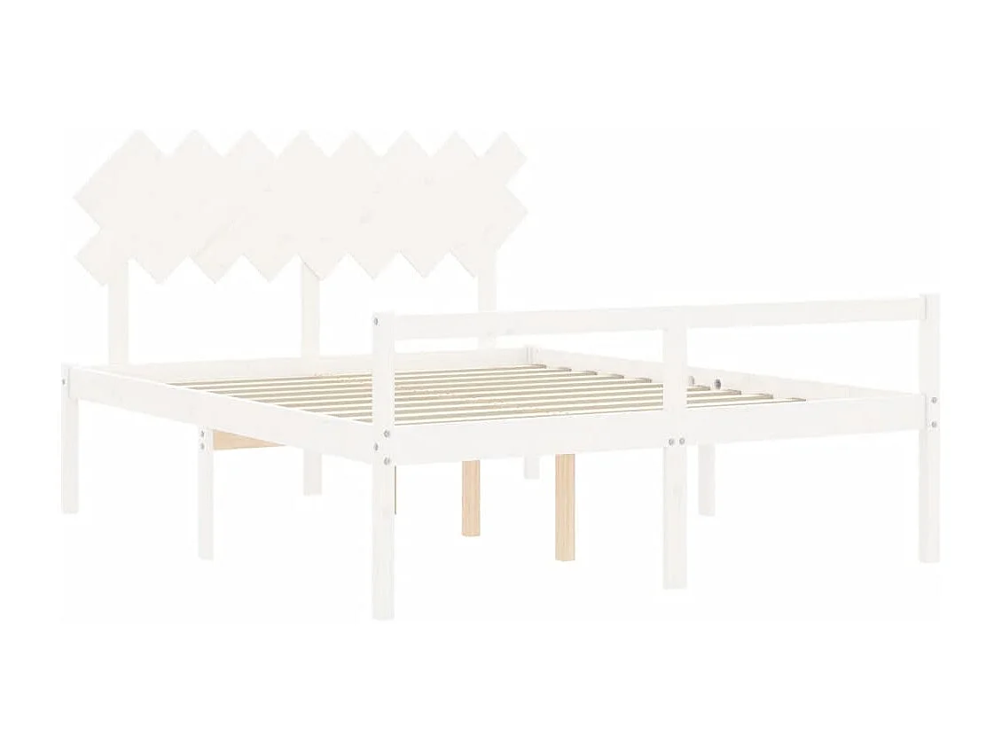 Letto per Anziani con Testiera Bianco 160x200 cm Legno Massello