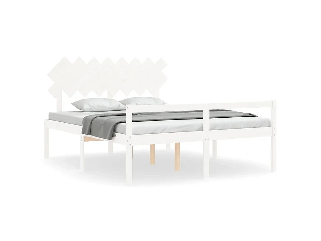 Lit pour personne âgée sans matelas blanc 160x200cm bois massif