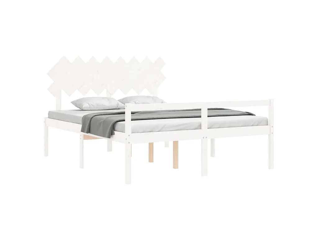 Lit pour personne âgée sans matelas blanc 160x200cm bois massif