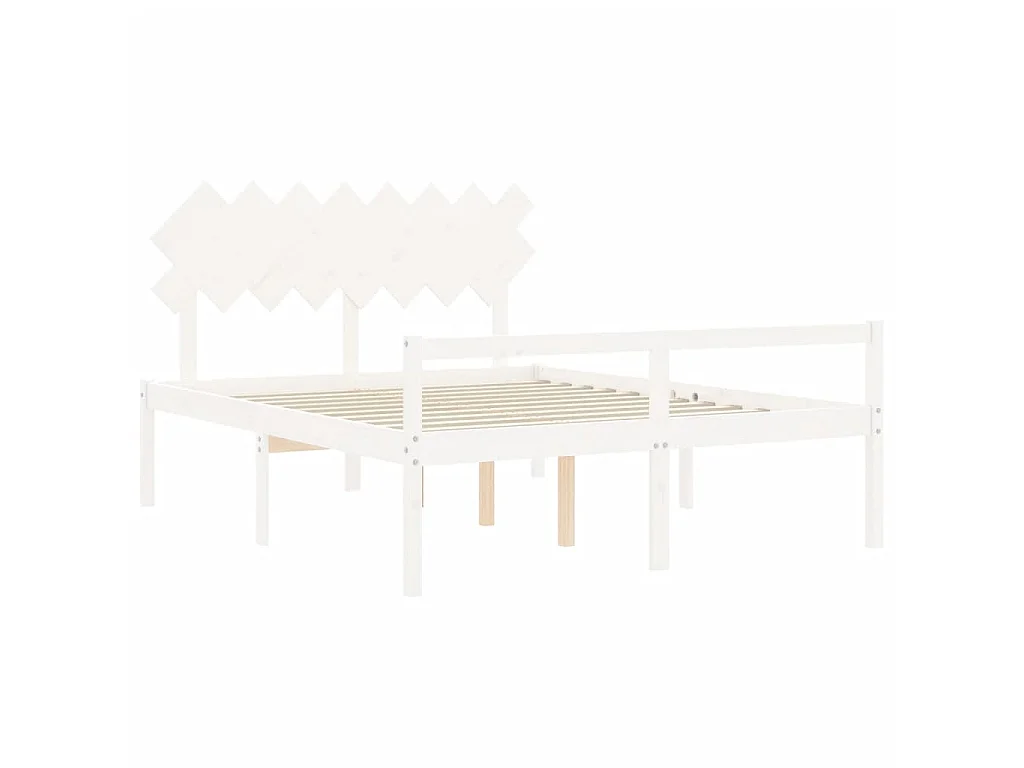 Lit pour personne âgée sans matelas blanc 160x200cm bois massif