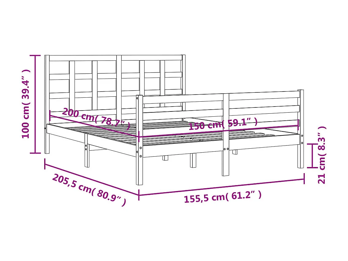 Estrutura de cama King Size com cabeceira madeira maciça branco