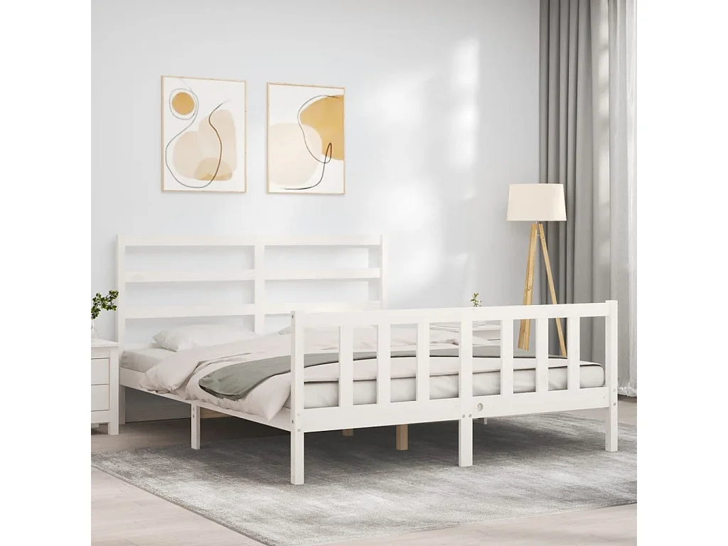 Massivholzbett ohne Matratze Weiß 160x200 Kiefernholz