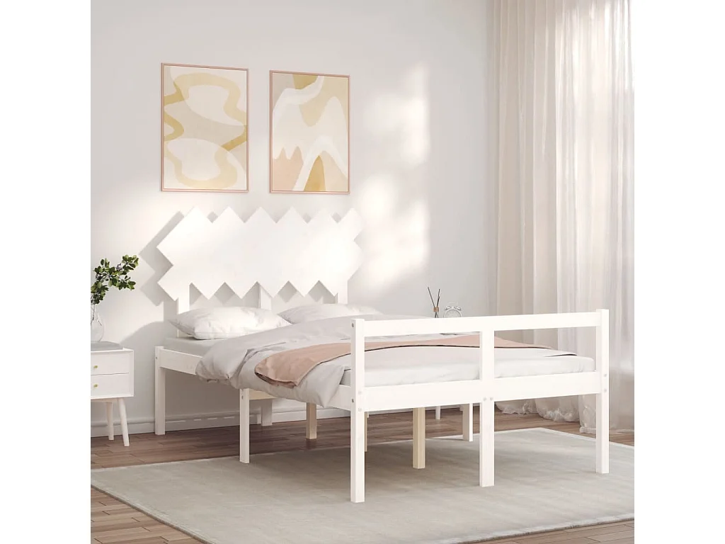 Letto per Anziani Bianco Testiera Small Double Legno Massello