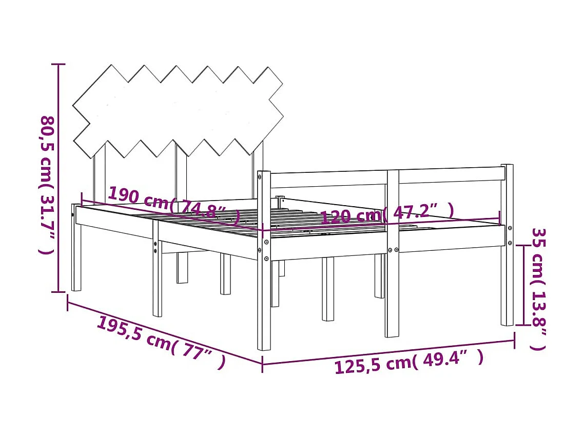 Seniorenbett mit Kopfteil Weiß Massivholz