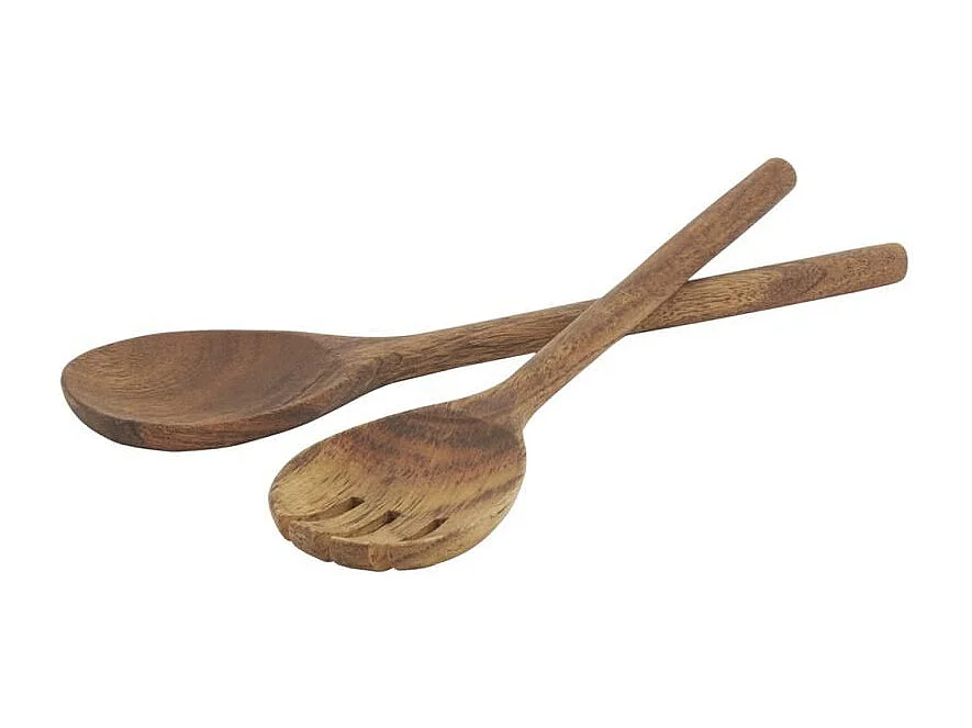 Paire de couverts en acacia Cuillère huilée