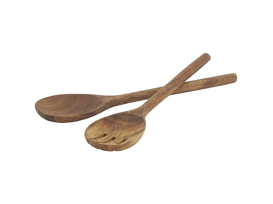 Paire de couverts en acacia Cuillère huilée