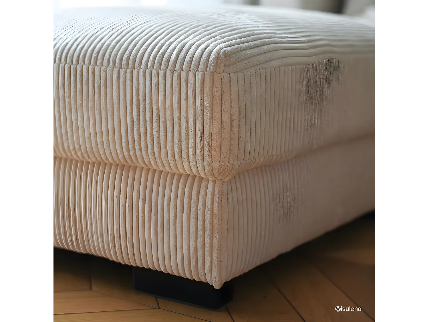 Pouf en velours côtelé beige - Robin