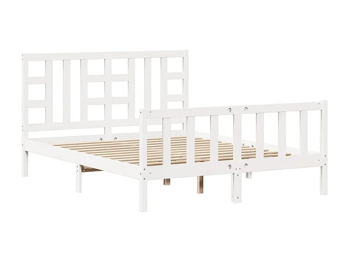 Cadre de lit sans matelas blanc bois de pin massif