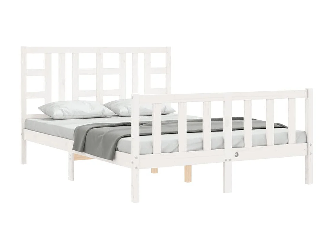 Cadre de lit sans matelas blanc bois de pin massif