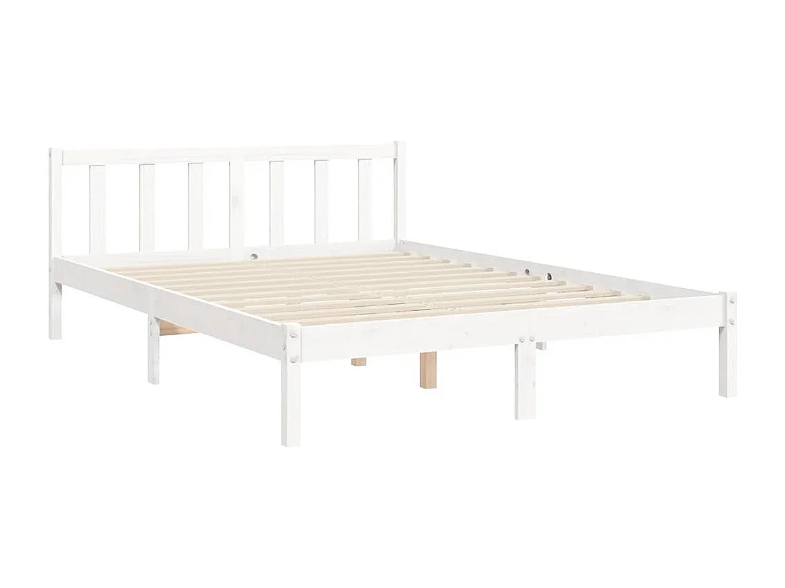 Cadre de lit sans matelas blanc bois de pin massif
