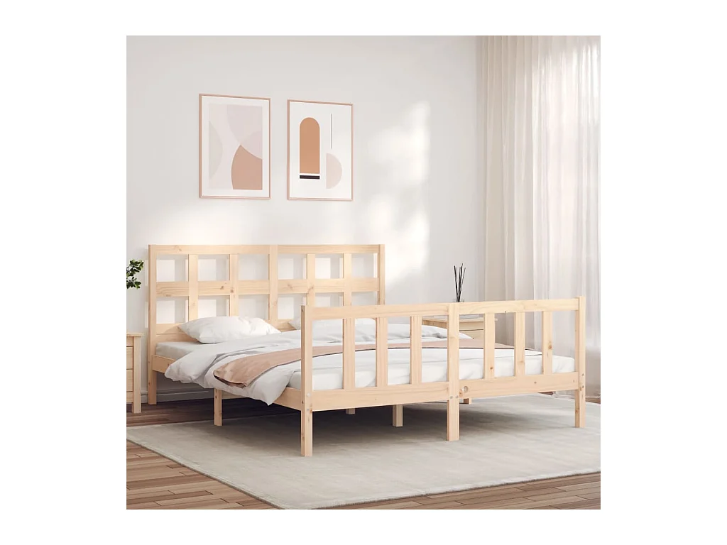 Bedframe zonder matras massief grenenhout 160x200 cm
