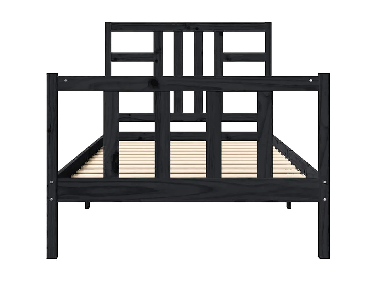 Estrutura de cama com cabeceira 100x200 cm madeira maciça preto