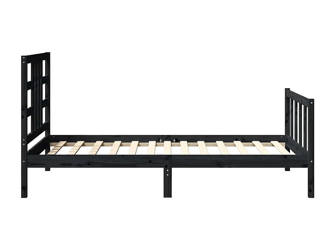Estrutura de cama com cabeceira 100x200 cm madeira maciça preto