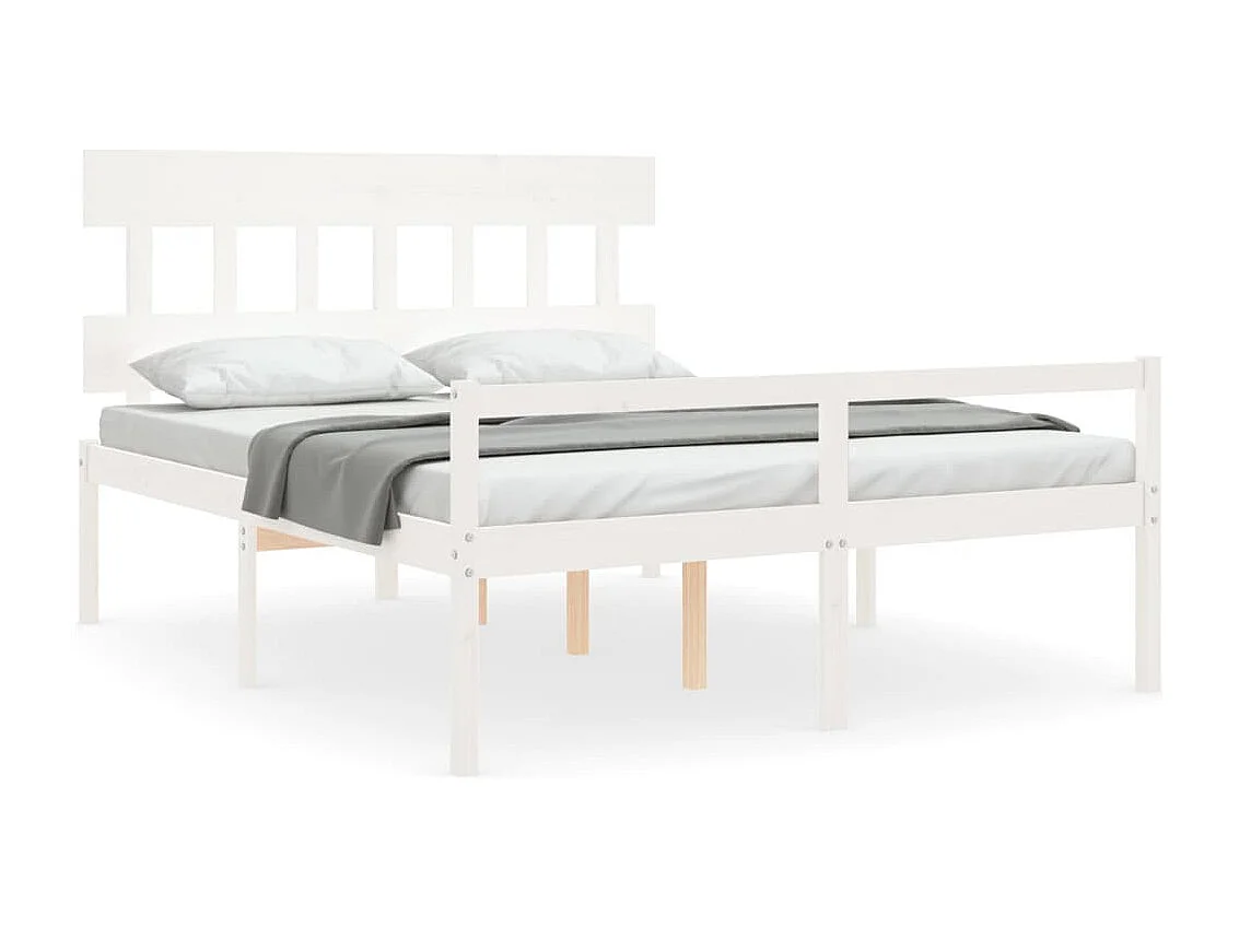 Letto per Anziani con Testiera Bianco 160x200 cm Legno Massello