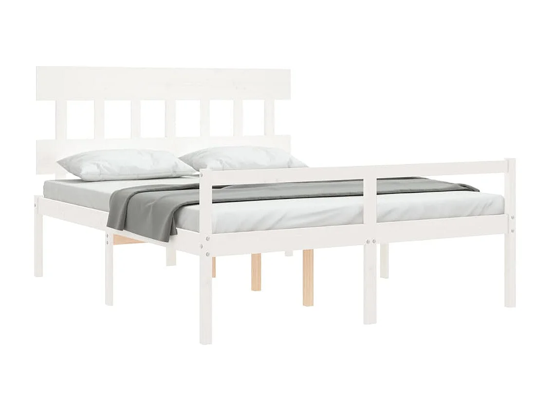 Letto per Anziani con Testiera Bianco 160x200 cm Legno Massello