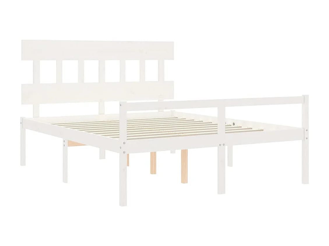 Letto per Anziani con Testiera Bianco 160x200 cm Legno Massello