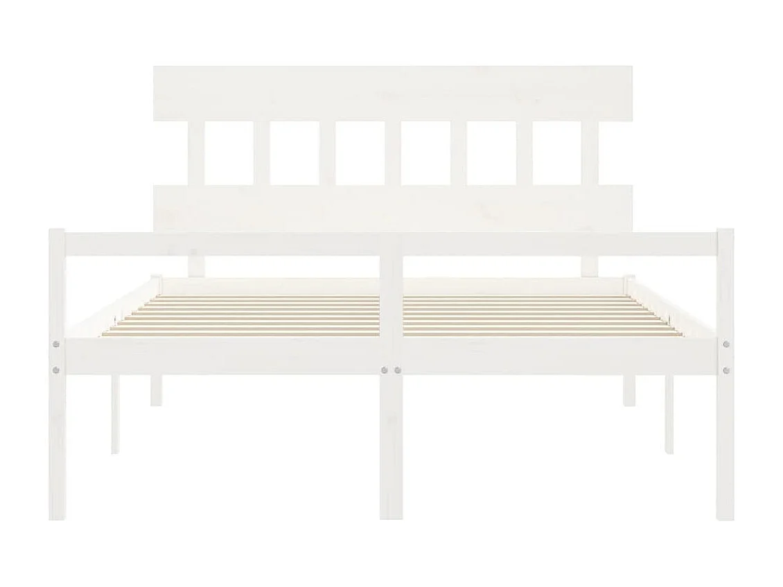 Letto per Anziani con Testiera Bianco 160x200 cm Legno Massello