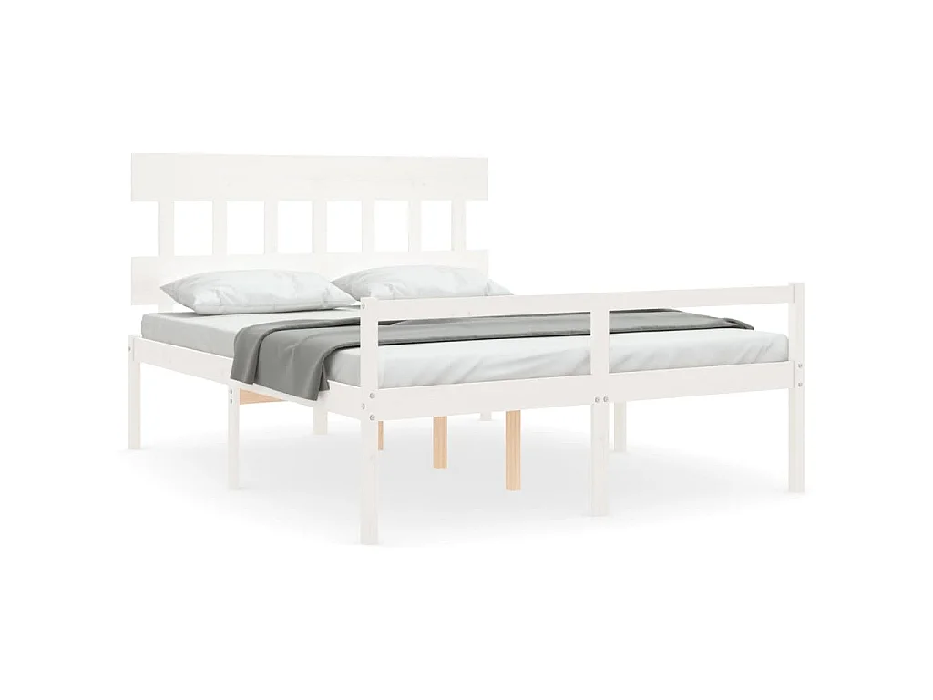 Lit pour personne âgée sans matelas blanc 160x200cm bois massif
