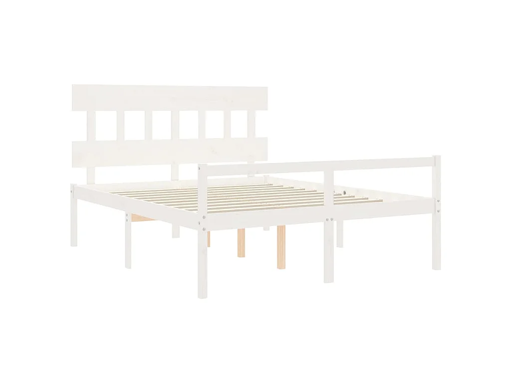 Lit pour personne âgée sans matelas blanc 160x200cm bois massif