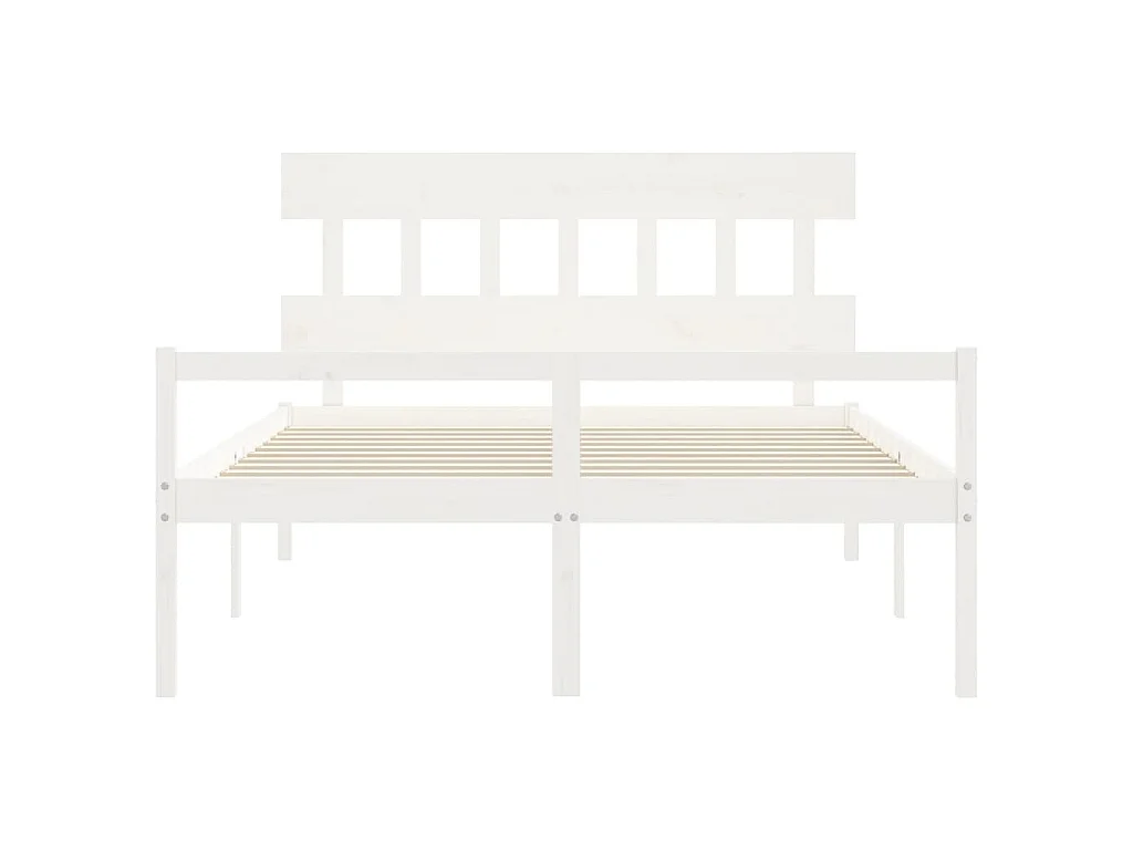 Lit pour personne âgée sans matelas blanc 160x200cm bois massif