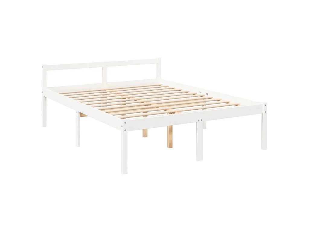 Lit pour personne âgée sans matelas blanc 160x200cm bois massif