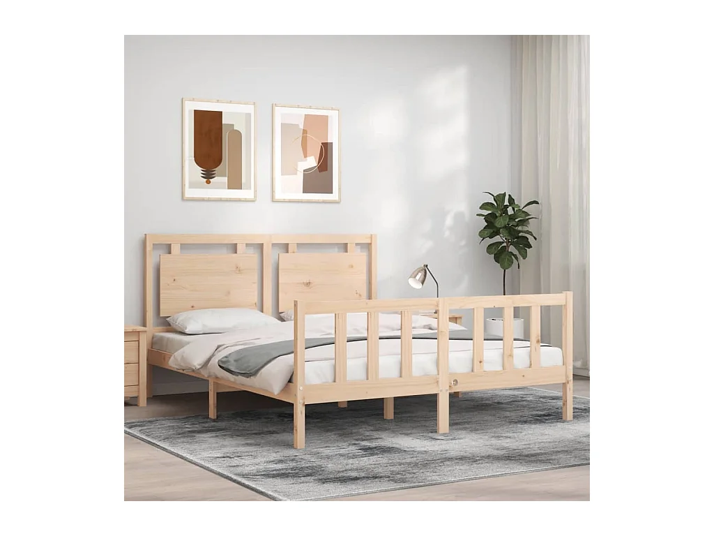 Cadre de lit sans matelas bois de pin massif