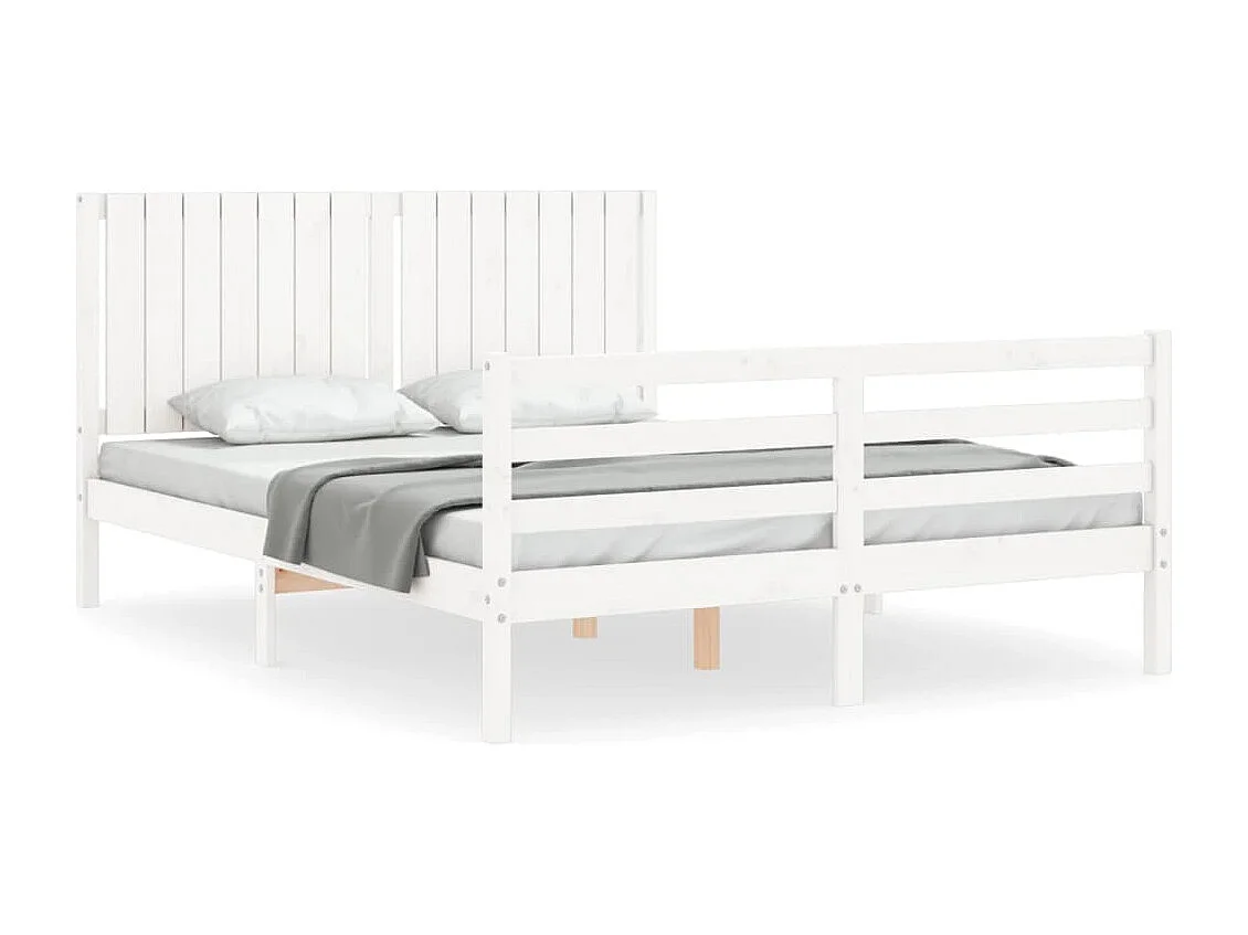 Cadre de lit sans matelas blanc 160x200 cm bois massif
