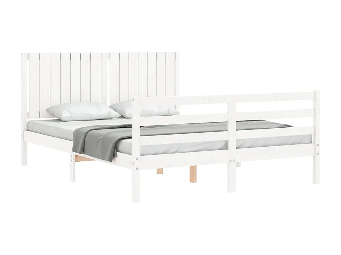 Cadre de lit sans matelas blanc 160x200 cm bois massif